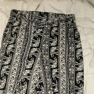 Elephant print dress pants black and white size medium